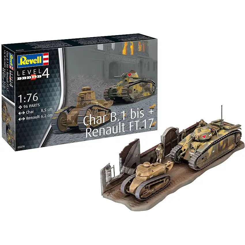 Revell of Germany 1/76 Char. B.1 bis & Renault FT.17