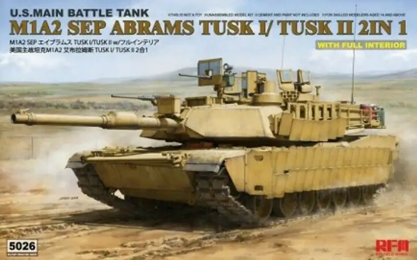 M1A2 SEP Abrams Tusk I/II US Main Battle Tank w/Full Interior 1/35 Rye Field Models