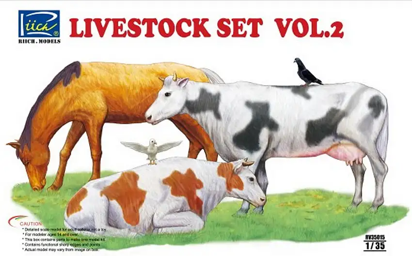 Livestock Set Vol.2: Horse, Cows, Pigeons 1/35 Riich Models