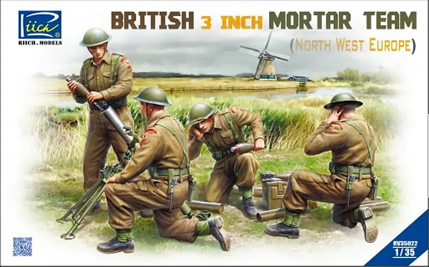 British 3-Inch Mortar & Team (4) North West Europe 1/35 Riich