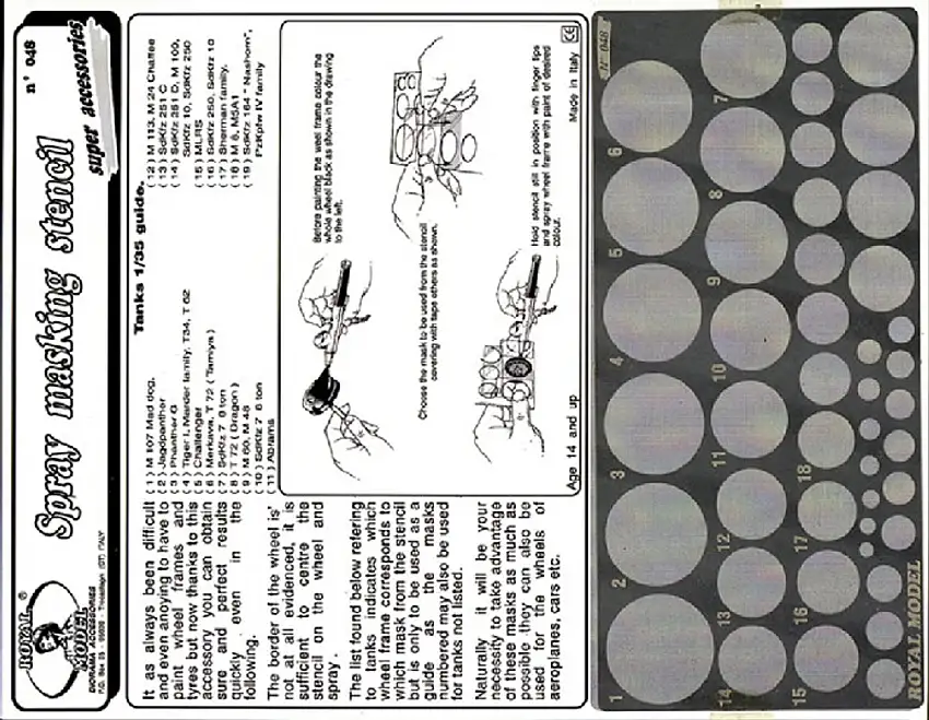 Spray Masking Stencil for Tank Wheels (Photo-Etch) 1/35 Royal Model