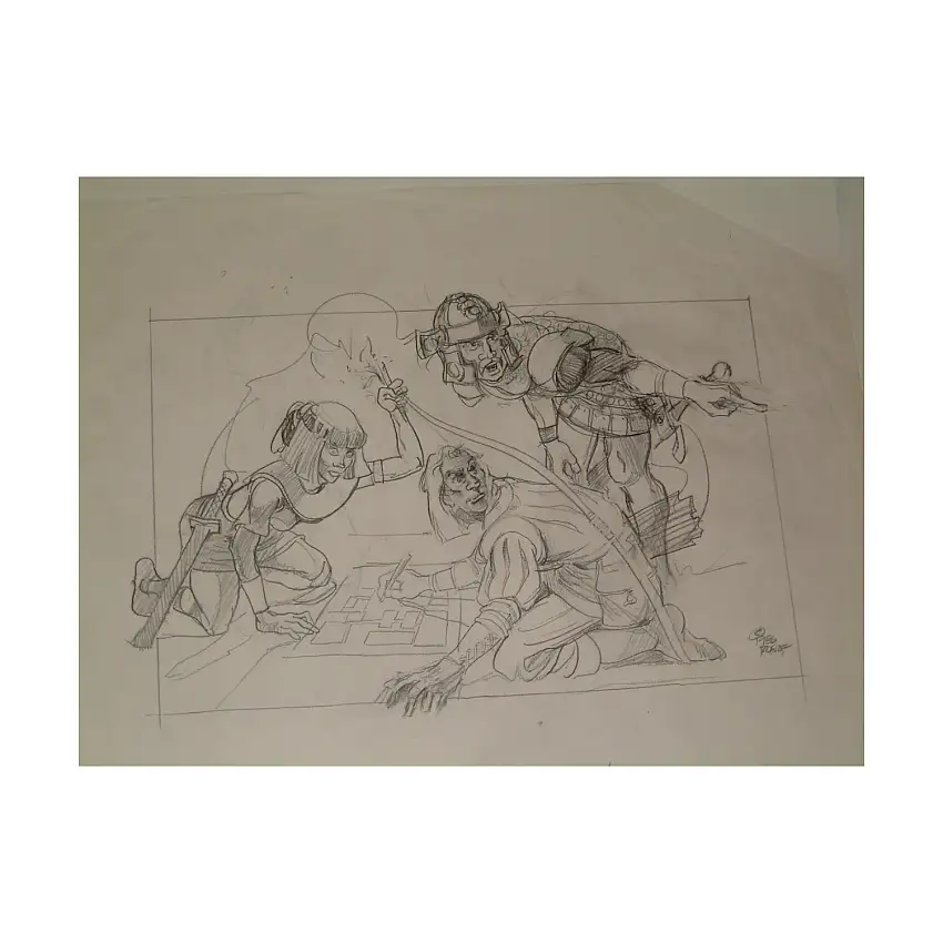 #7 TSR AD&D - Dungeoneer's Survival Guide - 13" x 9" Original Pencil