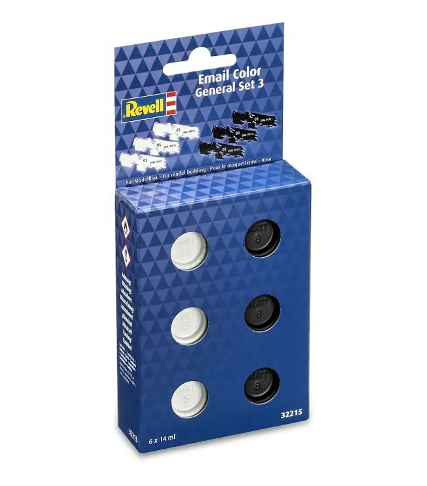 14ml Tinlets Enamel Color Paint Set: General #3 White & Black Matt (6/bx) Revell Germany