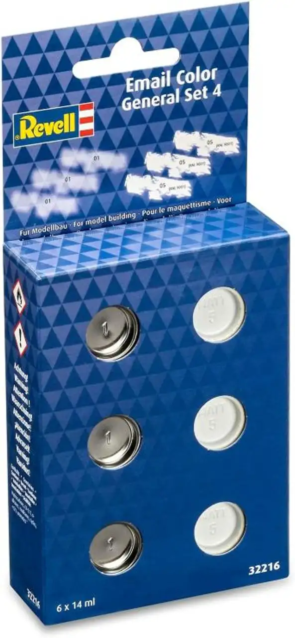 14ml Tinlets Enamel Color Paint Set: General #4 Clear & White Matt (6/bx) Revell Germany