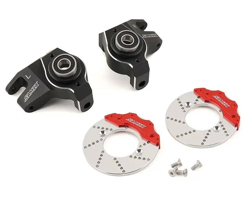 Samix SCX-6 7075 Aluminum Steering Knuckle Set w/Brake Rotor (Black)