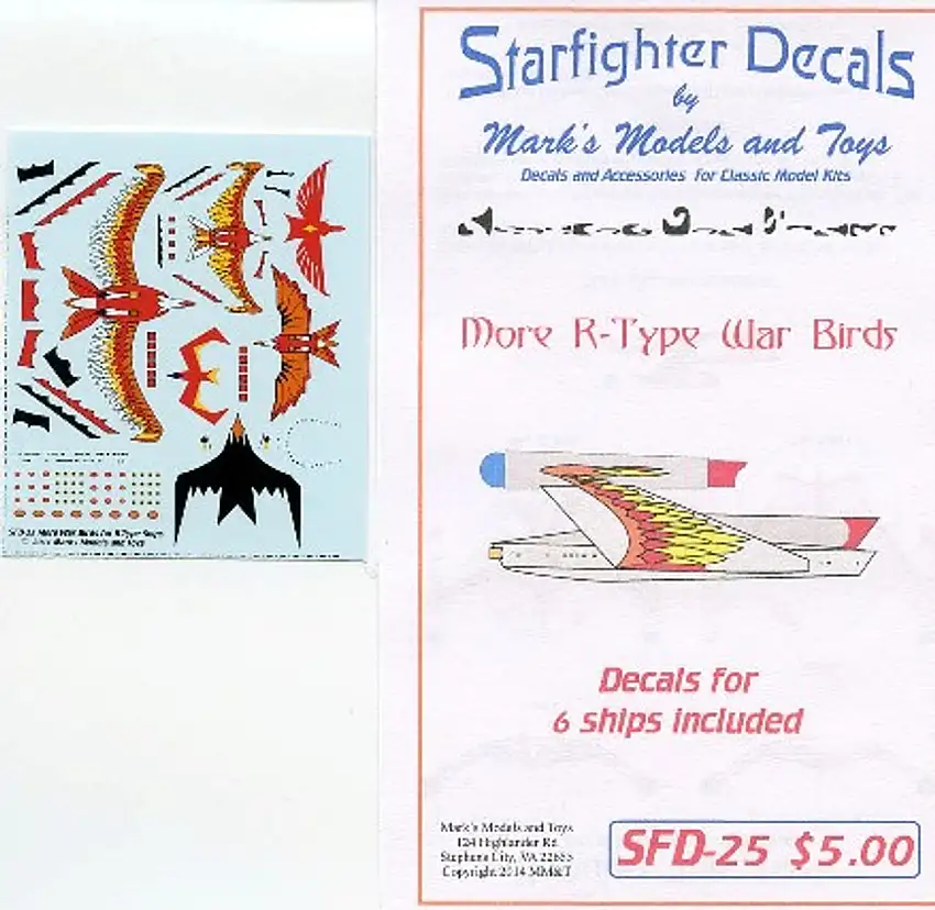 Star Trek: R-Type Warbirds Markings for 6 Ships Starfighter Decals