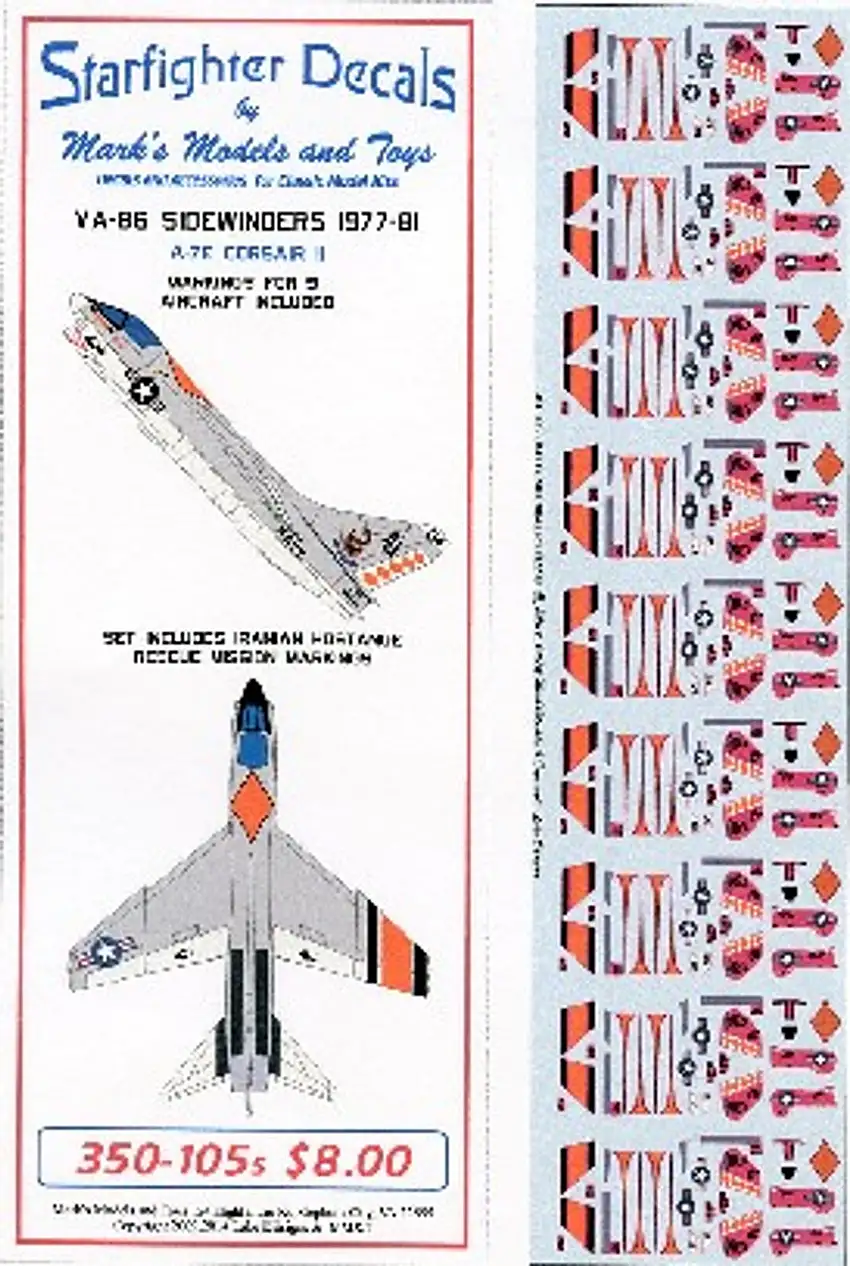 A-7E Corsair II VA86 Sidewinders 1977-81 & Iranian Hostage Rescue Mission 1/350 Starfighter Decals