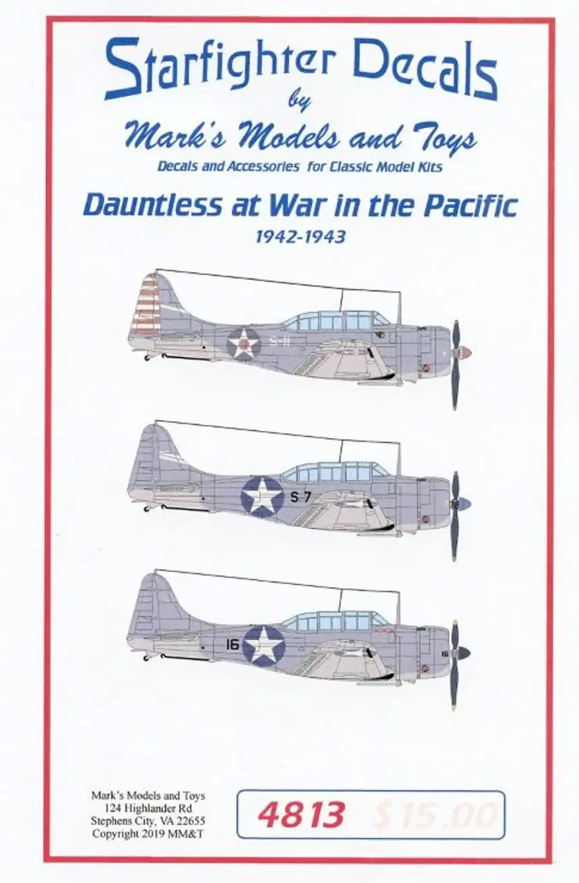 SBD-3 Dauntless at War in the Pacific 1942-43 1/48 Starfighter Decals