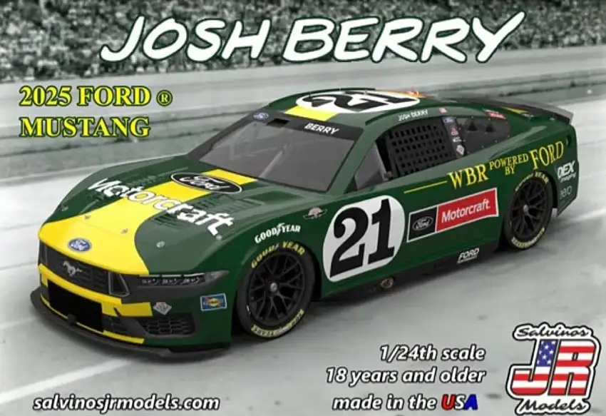 Josh Berry 2025 NASCAR Ford Mustang Race Car (Darlington Throwback) 1/24 Salvinos JR