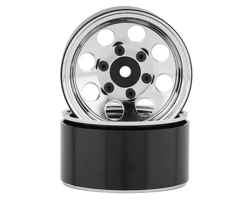 SSD RC 8 Hole 1.55” Steel Beadlock Crawler Wheels (Chrome) (2)