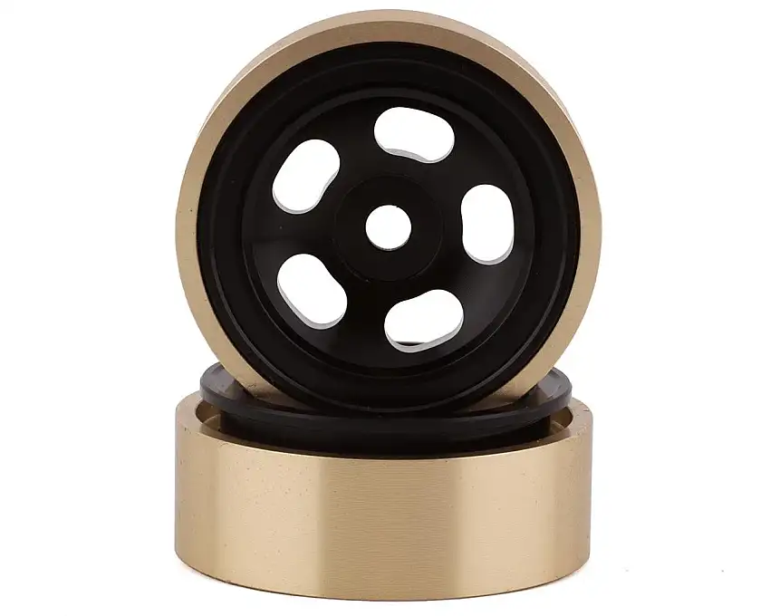 SSD RC 1.0” Aluminum/Brass 5-Slot Beadlock Wheels (Black) (2) (24g)