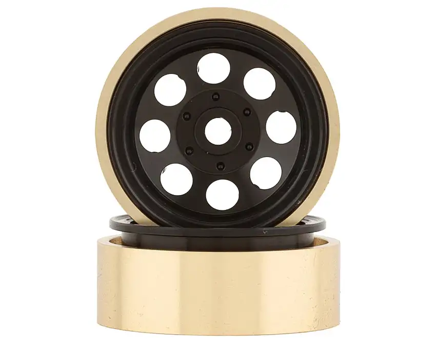 SSD RC 1.0” Aluminum/Brass 8 Hole Beadlock Wheels (Black) (2) (24g)