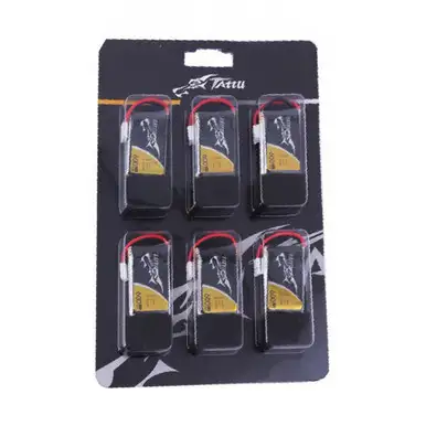 Tattu 1S 600mah 25C 3.7v Lipo Battery Pack with Molex 51005-2P Plug ( 6pcs)