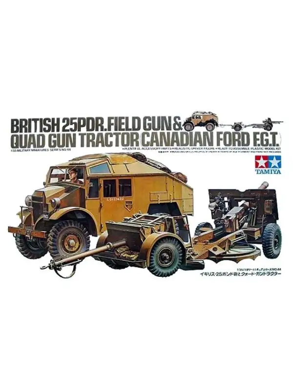 Tamiya 35044 British 25-Pdr Gun & Quad Gun Tractor 1/35 Scale Plastic Model Kit