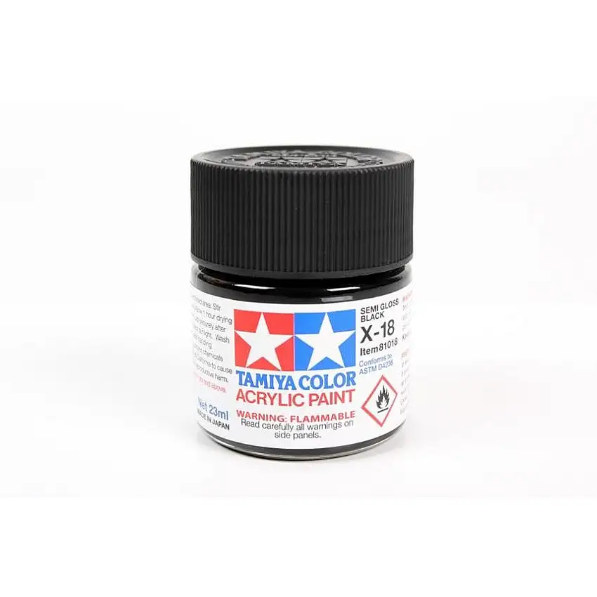 Tamiya Acrylic X-18 Semi Gloss Black