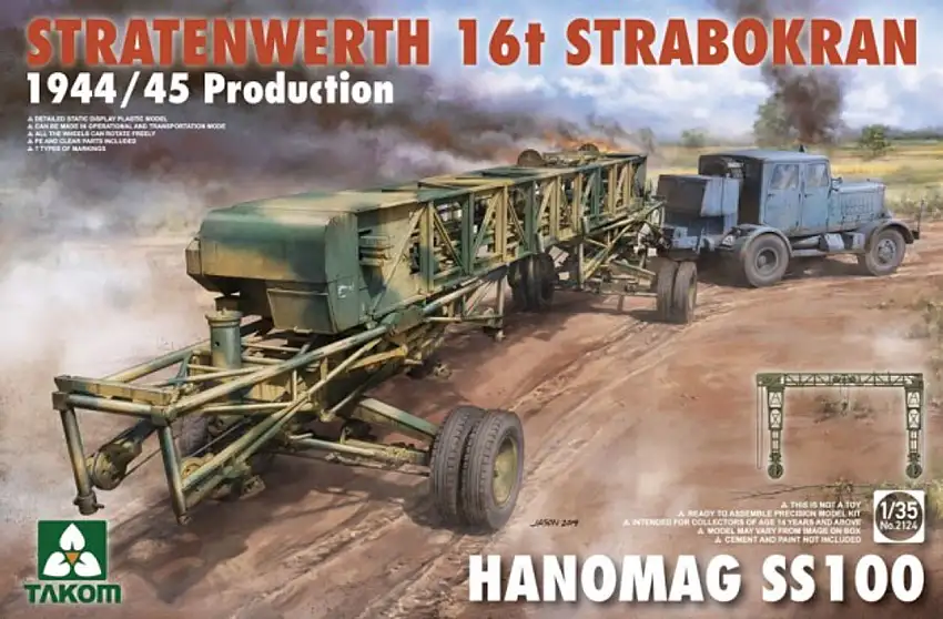 Stratenwerth 16t Strabokran Heavy Crane 1944-45 Production & Hanomag SS100 Transporter 1/35 Takom