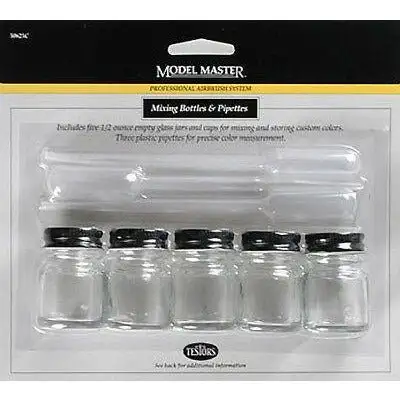 Testors 5 Glass Mixing Bottles and 3 Pipettes