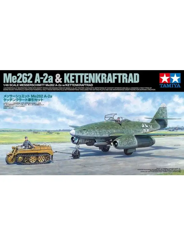 Tamiya 25215 Messerschmitt Me262 A-2a & Kettenkraftrad 1/48 Scale Model Kit