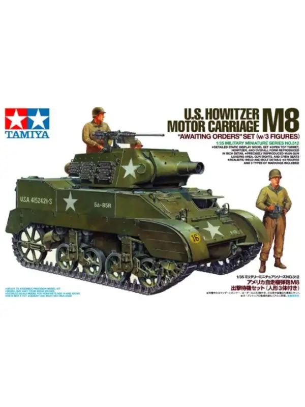 Tamiya 35312 M8 Howitzer Motor Carriage 'Awaiting Orders' 1/35 Scale Model Kit