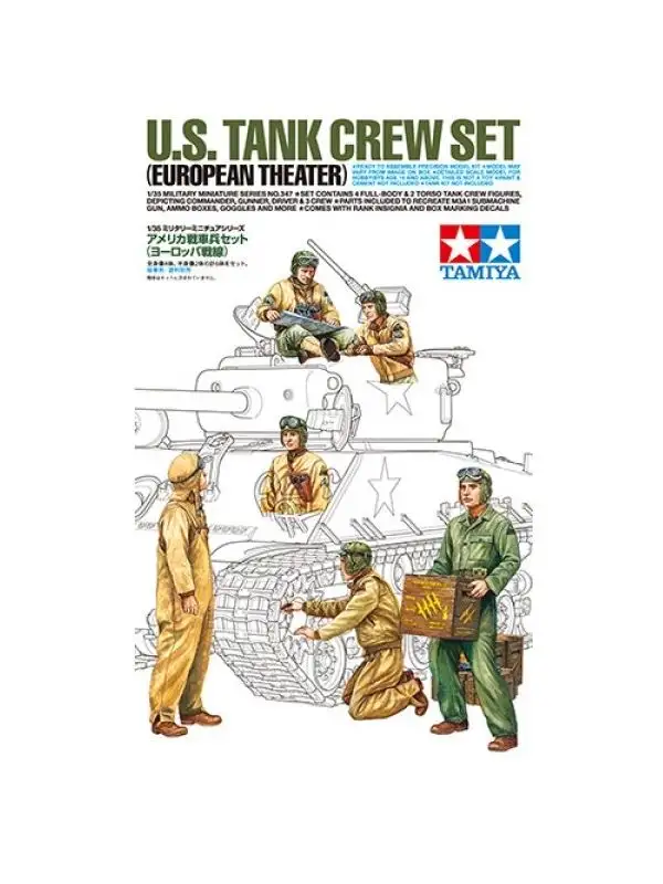 Tamiya 35347 WWII US Tank Crew European Theatre 1/35 Scale Plastic Model Figures