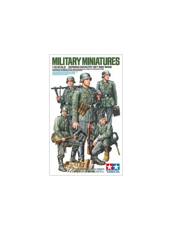 Tamiya 35371 WWII German Mid-WWII Infantry Set 1/35 Scale Plastic Model Figures