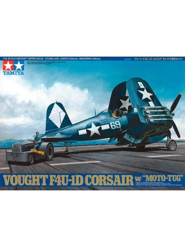Tamiya 61085 F4U-1D Corsair & Moto-Tug 1/48 Scale Plastic Model Kit