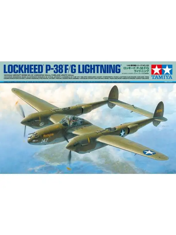 Tamiya 61120 Lockheed P-38F/G Lightning 1/48 Scale Plastic Model Kit