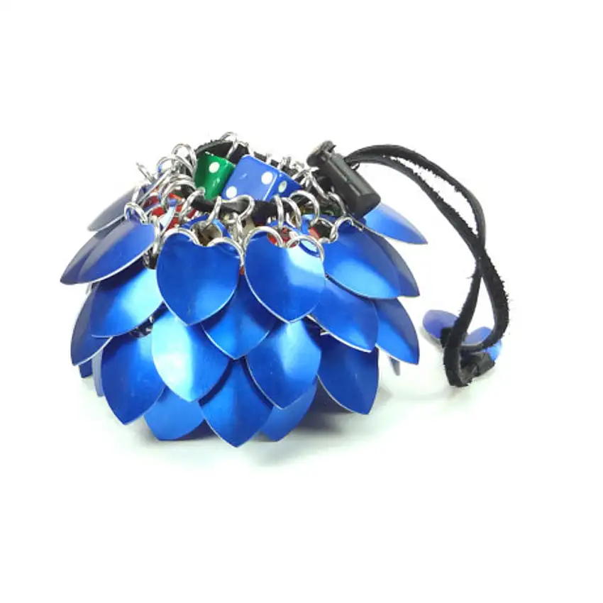 Aluminum Scalemail Dice Bag - Blue (Medium)