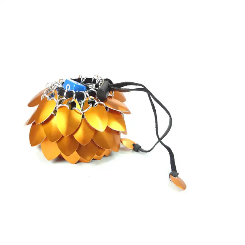 Aluminum Scalemail Dice Bag - Orange (Large)