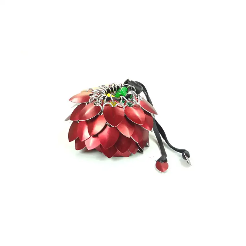 Aluminum Scalemail Dice Bag - Red (Large)