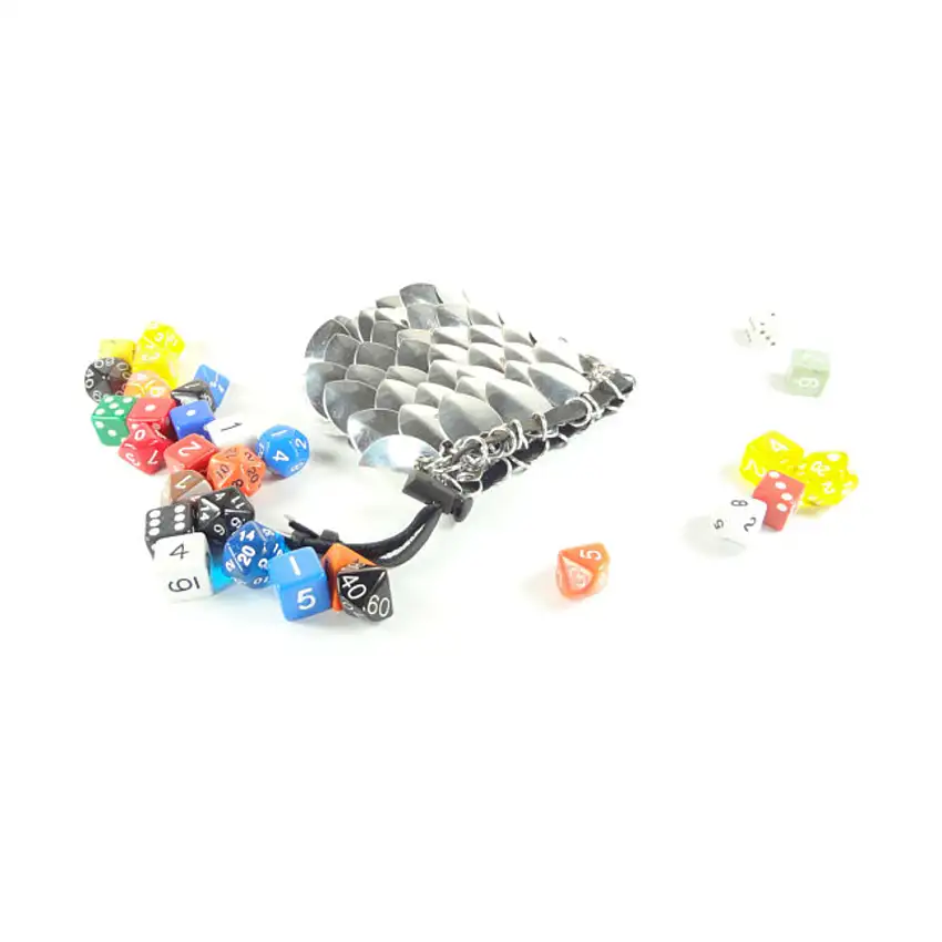 Aluminum Scalemail Dice Bag - Silver (Large)