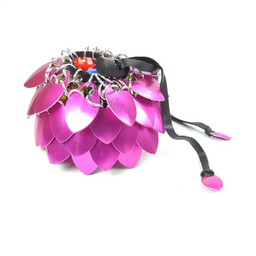 Aluminum Scalemail Dice Bag - Pink (Small)