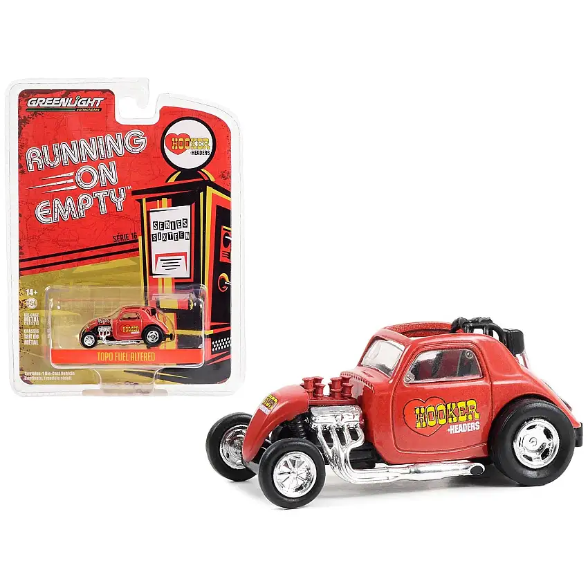 Topo Fuel Altered Dragster Red "Hooker Headers" "Running on Empty" Series 16 1/64 Diecast Model Car by Greenlight