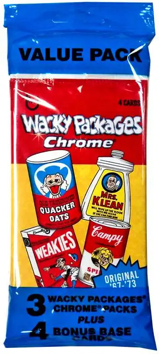 Wacky Packages Topps 2014 Chrome Trading Card VALUE Pack [3 Packs + 4 Base Cards]