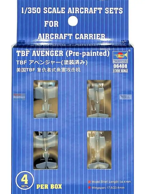 Trumpeter 6408 TBF Avenger Set of 4 1/350 Scale Assembled & Painted Models