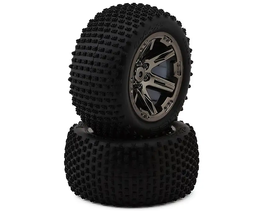 Traxxas Alias 2.8" Rear Tires w/RXT Wheels (Black Chrome) (2) w/12mm Hex
