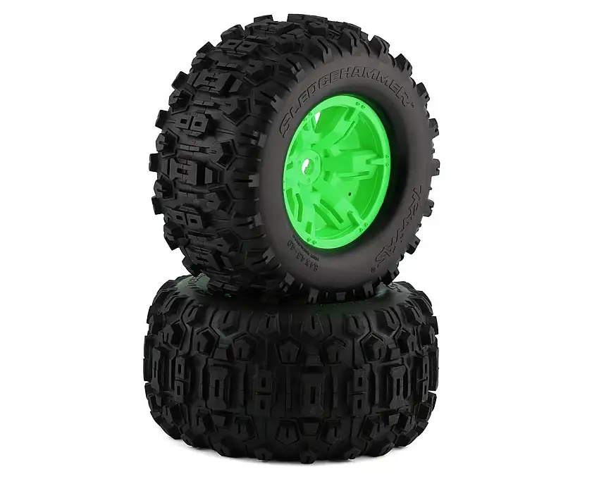 Traxxas X-Maxx Sledgehammer Pre-Mounted Tires w/17mm Hex (Green) (2)