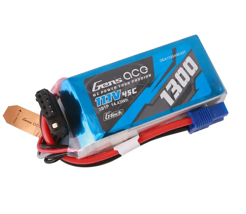 Gens Ace 1300mAh 3S 45C 11.1V G-Tech Lipo Battery Pack with EC3