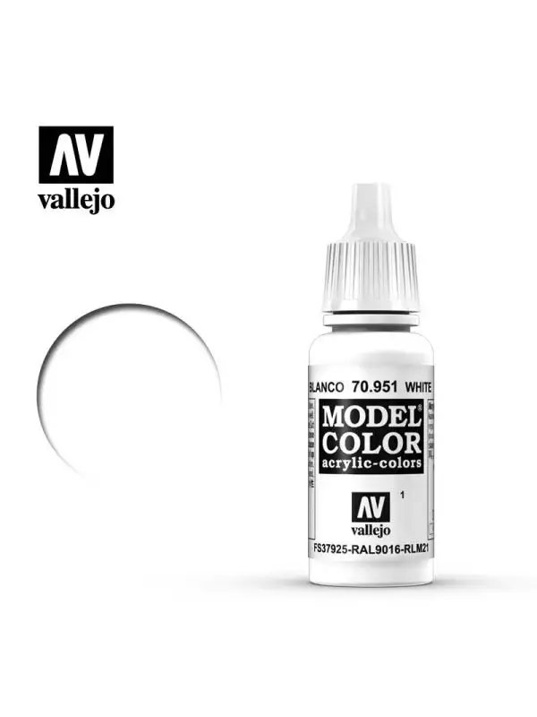 Vallejo Model Color 70951 White Acrylic Paint