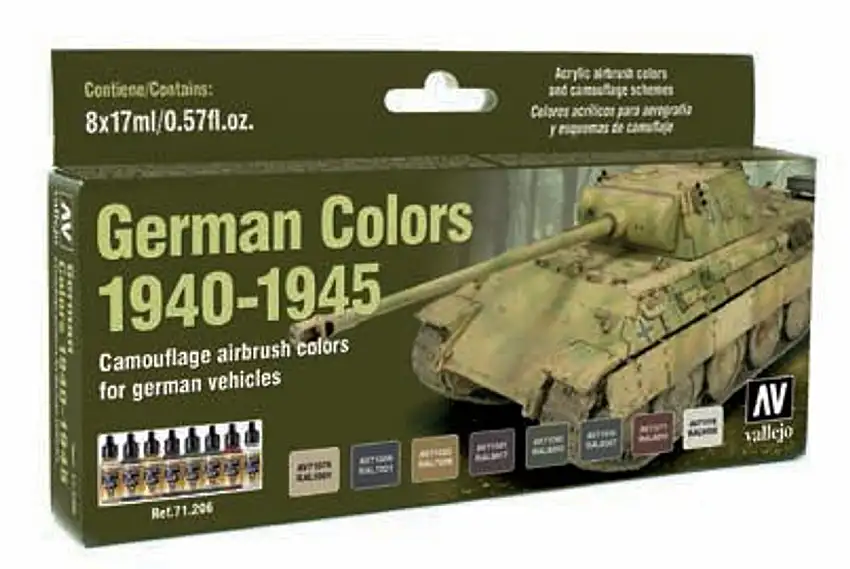 17ml Bottle German Vehicle Camouflage Colors 1940-1945 Model Air Paint Set (8 Colors) Vallejo Paint