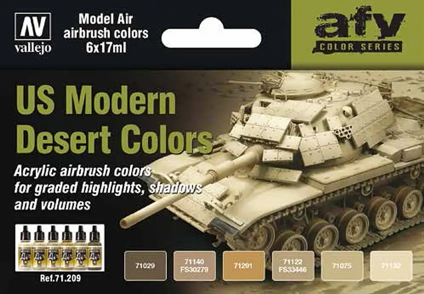 US Modern Desert Colors Model Air Paint Set (6 Colors) 17ml Bottle Vallejo Paint