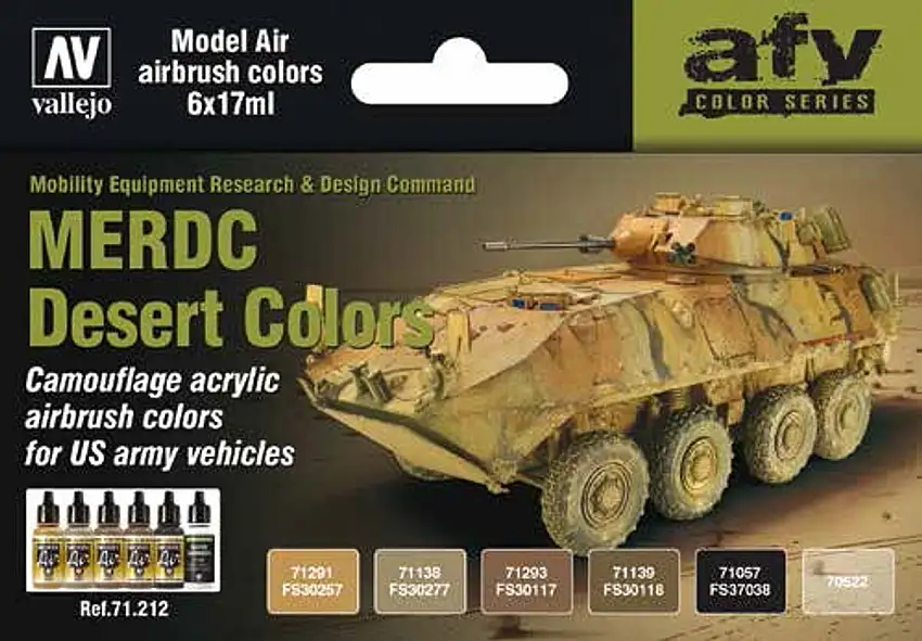US Army Vehicles MERDC Desert Colors Model Air Paint Set (6 Colors) 17ml Bottle Vallejo Paint