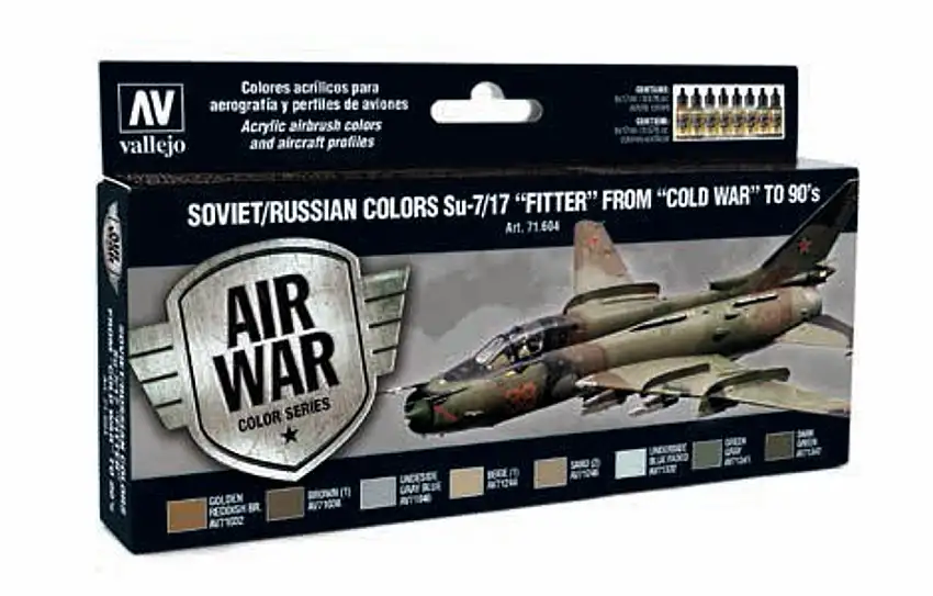 Soviet/Russian Colors Su-7/17 Fitter from Cold War to 90's Model Air Paint Set (8 Colors, 17mL bottles) Vallejo Paint