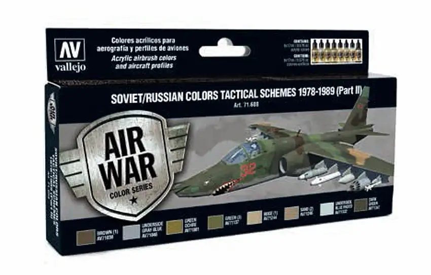 Soviet/Russian Colors Tactical Schemes 1978-1989 Part II Model Air Paint Set (8 Colors, 17mL bottles) Vallejo Paint