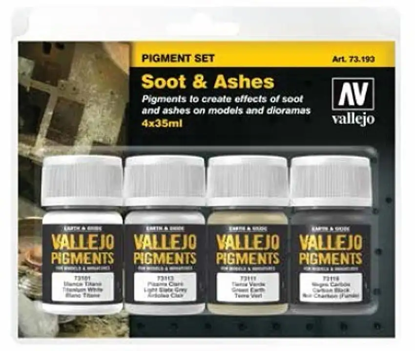 35ml Bottle Soot & Ashes Pigment Powder Set (4 Colors) Vallejo Paint