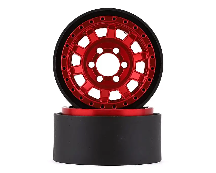 Vanquish Products KMC KM236 Tank 1.9" Beadlock Crawler Wheels (Red) (2)