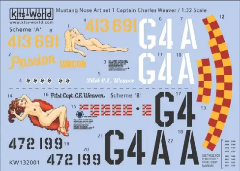 Warbird Decals 132001 1/32 P51D Passion Wagon Scheme A/B