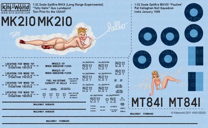 Warbird Decals 132023 1/32 Spitfire Mk IXc (LRE) Tolly Hello, MK VIII Pauline & Walkway Lines/Stenciling