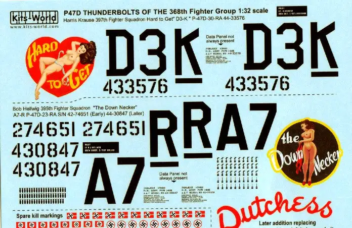 Warbird Decals 132029 1/32 P47D Hard to Get, The Down Necker