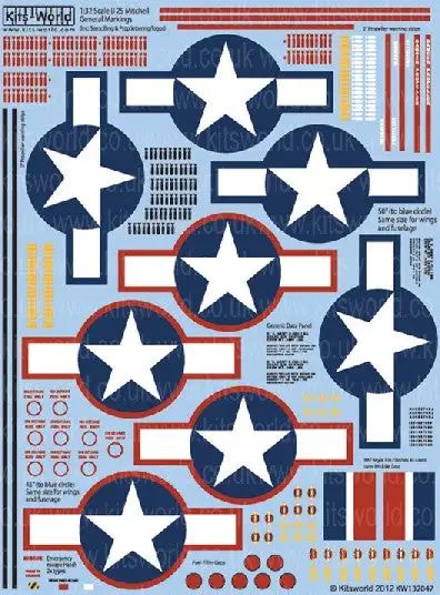 Warbird Decals 132047 1/32 B25/17/26 General Stenciling, Stars & Bars